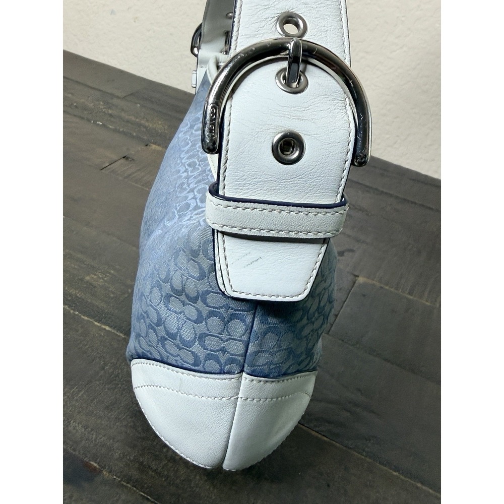Coach Women's Y2K Blue Signature Jacquard Soho Mini Hobo Bag White Trim 6351 - Picture 4 of 15